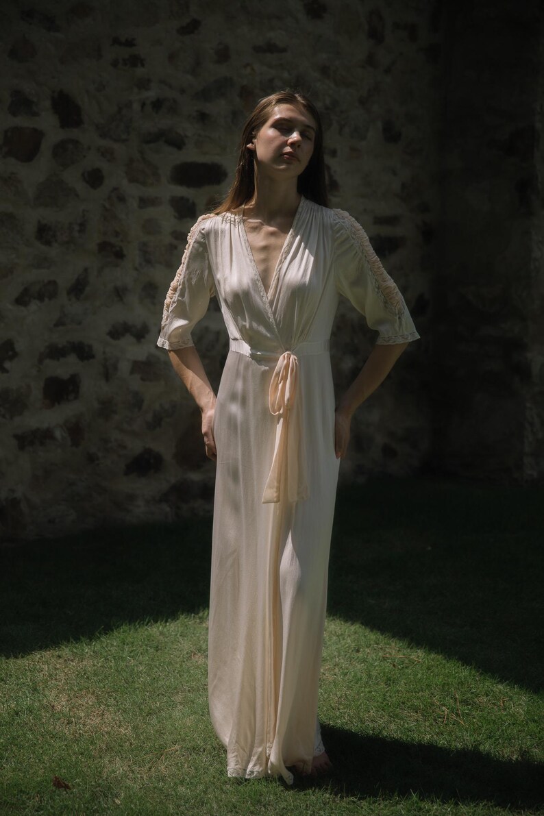 Antique 1930s Ivory Silk Pink Chiffon Robe Art Deco - Etsy