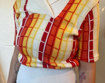 1970s Italian made vibrant knit blouse