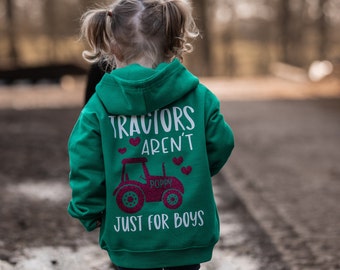 Personalised Kids Tractor 'Tractor's Aren't Just For Boys' Hoodie Jumper