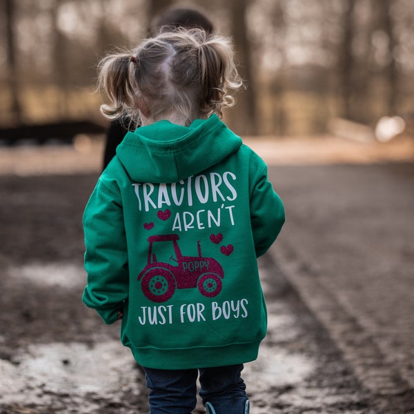 Personalised Kids Tractor 'Tractor's Aren't Just For Boys' Hoodie Jumper