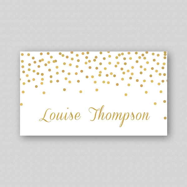 table place setting cards template Wedding Place Card Template, Gold Glitter Place Cards, Wedding Name Cards, Printable Place Cards - Gold Glitter Sparkles Confetti Dots