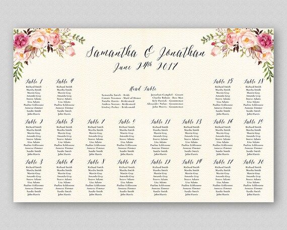 Wedding Guest List Chart