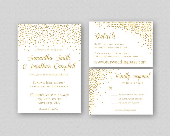 Gold Glitter Hochzeit Einladung Vorlage Druckbare Etsy