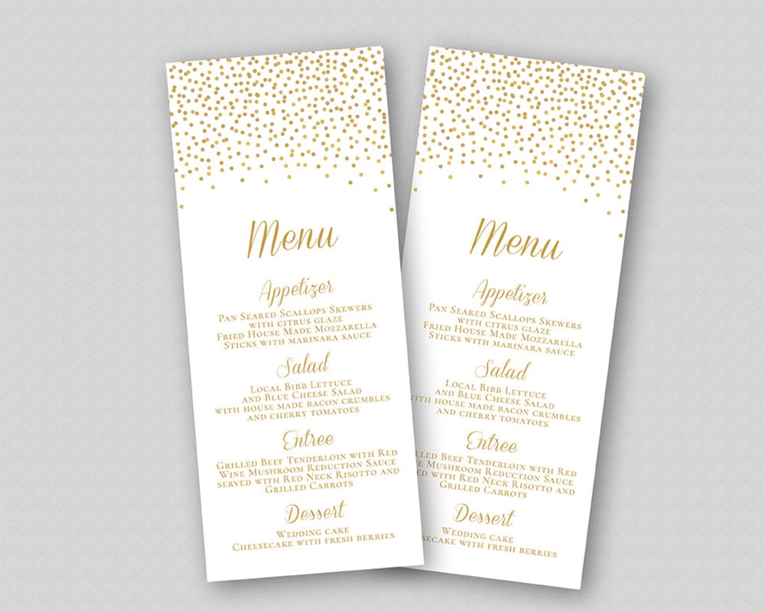 Wedding Menu Template Gold Wedding Menu Printable Template Editable ...