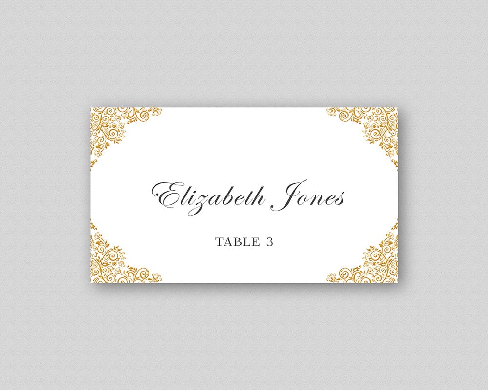 Gold Wedding Place Card Template Printable Wedding Place - Etsy