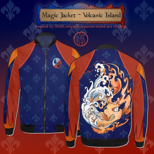 Volcanic Island (U/R) Mana Symbol Jacket - Izzet League - for fans of Magic the Gathering - a high quality jacket with original MtG art