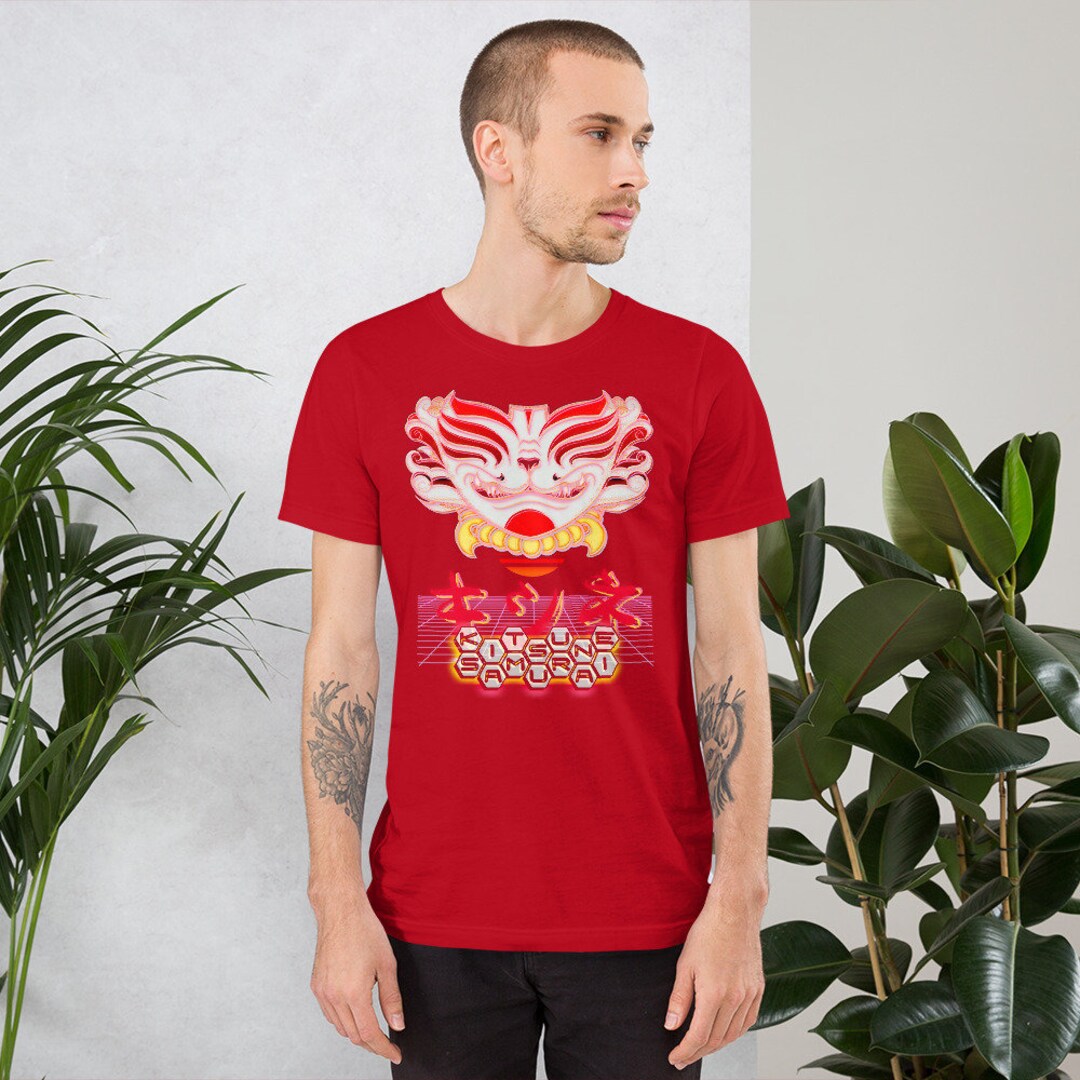 Kitsune Samurai Mask Short-sleeve Unisex T-shirt a Hand - Etsy