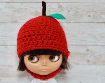 Apple Hat for Blythe, Blythe Helmet, Apple Blythe, Apple Helmet for Blythe Dolls, Custom Blythe Doll