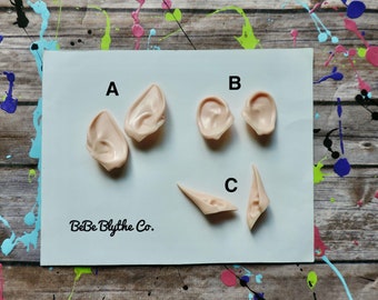 Elf Ears for Blythe, Custom Blythe Doll Ears, Doll Ears, Ears for a Blythe Doll, BeBe Blythe Co, Blythe Ear