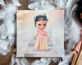 6x6x1 Custom Blythe Art Print by BeBe Blythe Co - Wrapped Canvas Wall Art - Doll Art - Girls Room Art - Angel Doll Art - Blythe