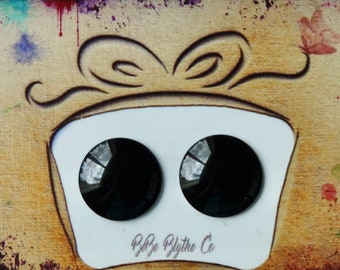 Blythe Eye Chips Pure Black Plastic Blythe Chips Custom Eye Chips No Pupil Flat Back Customize OOAK Artist Art Doll