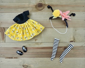 Custom Middie Blythe Bubble Bee Outfit, Middie Blythe Schuhe, Middie Blythe Kleidung, Blythe Socken, Blythe Hut, BeBe Blythe, Blythe Puppen