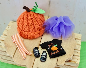 Custom Blythe Halloween Outfit, Blythe Pumpkin Hat, Blythe Shoes, Blythe Clothes, Blythe Socks, Blythe Hat, Blythe Helmet, Blythe Dolls