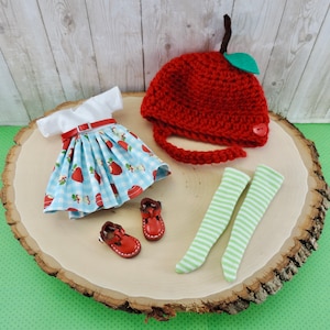 Custom Blythe Apple Outfit, Blythe Shoes, Blythe Clothes, Blythe Socks, Blythe Hat, Blythe Apple Helmet, BeBe Blythe, Blythe Dolls, Clothing