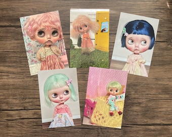 Custom Blythe Art Postcard Prints by BeBe Blythe Co - Pack of 5 Cards - Doll Art - Blythe Doll Art