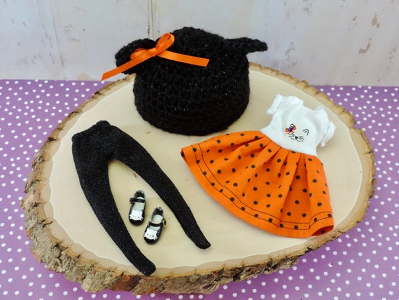 Custom Blythe Halloween Outfit, Blythe Kitty Cat Hat, Blythe Shoes, Blythe Clothes, Blythe Socks, Blythe Hat, Blythe Cat Helmet, Blythe Doll