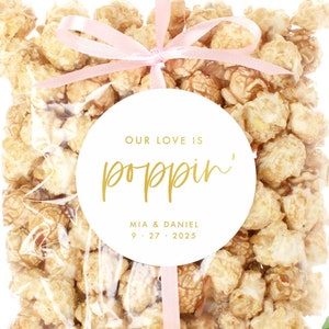Popcorn Stickers, Our Love is Poppin', Wedding Favor Stickers, Popcorn Favor Stickers, Popcorn Favor Bag Labels, C031