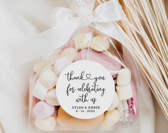 Wedding Favor Stickers, Wedding Stickers, Thank you Stickers, Thank You For Celebrating with Us Stickers, Custom Thank You Labels, C014