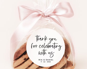 Thank You For Celebrating with Us Stickers, Gold Foil Thank You Sticker, Custom Wedding Favor Stickers, Personalized Label, C031
