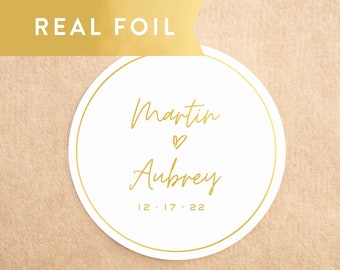 Name Wedding Favor Stickers, Envelope Stickers, Foil Wedding Invitation Stickers, Personalized Sticker, Wedding Stickers, Envelope Seals