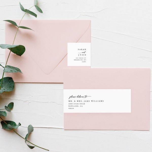 PRINTED Wrap Around Address Labels, Guest Address Labels, Modern Wedding Invitation Label, Envelope Addressing, Mailing Labels, 10 Labels