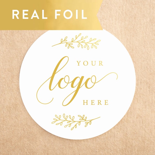 Custom Logo Stickers, Custom Foil Sticker, Gold Foil Logo, Round Stickers, Wedding Logo, Personalized Sticker, Business Logo Printing