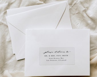 Please Deliver To Labels, Guest Address Labels, Clear Address Labels, Recipient Address Stickers for Wedding Invitations