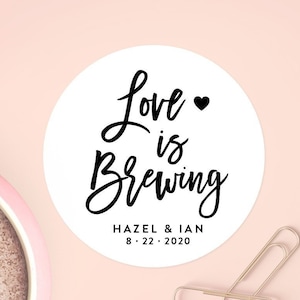Love is Brewing Stickers, Tea Favor Tag, Tea Party Favors, Tea Wedding Favors, Bridal Shower Favors, Wedding Sticker, Baby is Brewing, C021