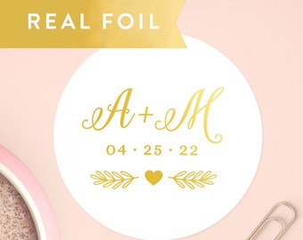Round transparent stickers Wedding invitation seal Custom monogram wedding envelope initial seals stickers labels RW25