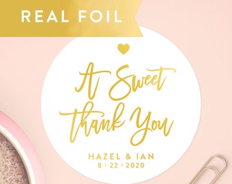 A Sweet Thank You Stickers, Sweet Favor Label, Custom Party Favors, Bridal Shower Sticker, Wedding Favor Stickers, Candy Label