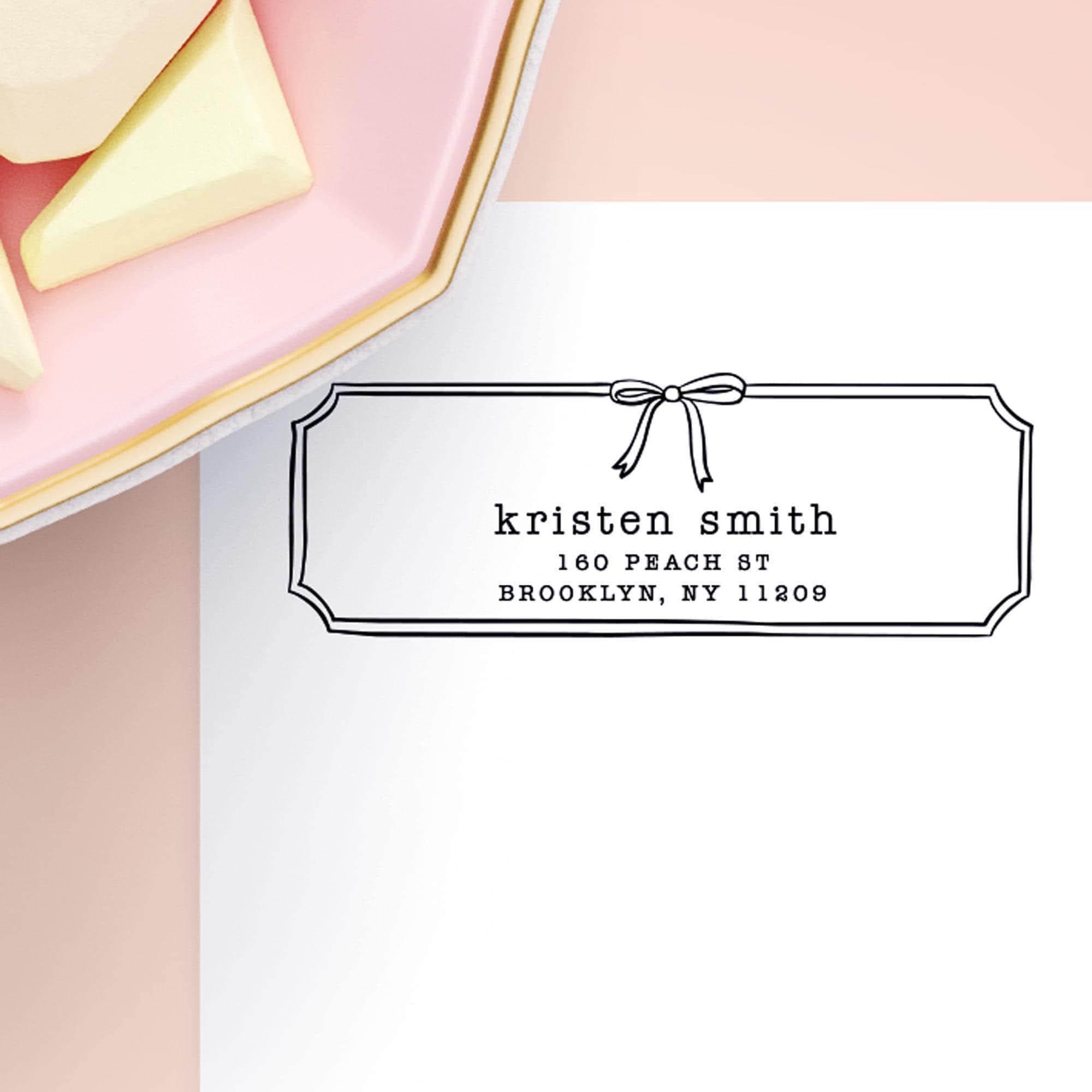 Mya Labels Bow Return Address Labels, Clear Address Label, Pink Foil Return ...