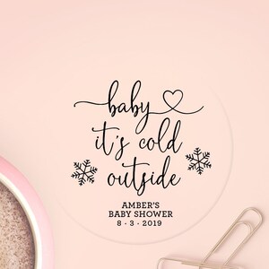 Baby It's Cold Outside Stickers for Favors, Winter Baby Shower Labels, Wedding Coffee Sticker, Silver Foil Stickers, Snowflake Label, C014 afbeelding 9