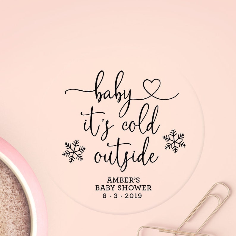 Baby It's Cold Outside Stickers for Favors, Winter Baby Shower Labels, Wedding Coffee Sticker, Silver Foil Stickers, Snowflake Label, C014 afbeelding 9