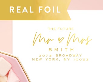 The Future Mr and Mrs Address Labels, Gold Foil Address Stickers, Wedding Address Label, Save the Date Labels, Custom Mailing Labels, 132