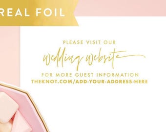 Wedding Website Sticker, Gold Foil Wedding Stickers, Visit Our Website Sticker, Modern Minimalist Wedding Labels, Personalized Website Label