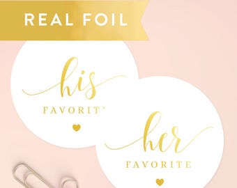 His Her Favorite Stickers, Wedding Favors Stickers, Shower Favors, His Favorite, Her Favorite, Candy Stickers, His Her Favorites