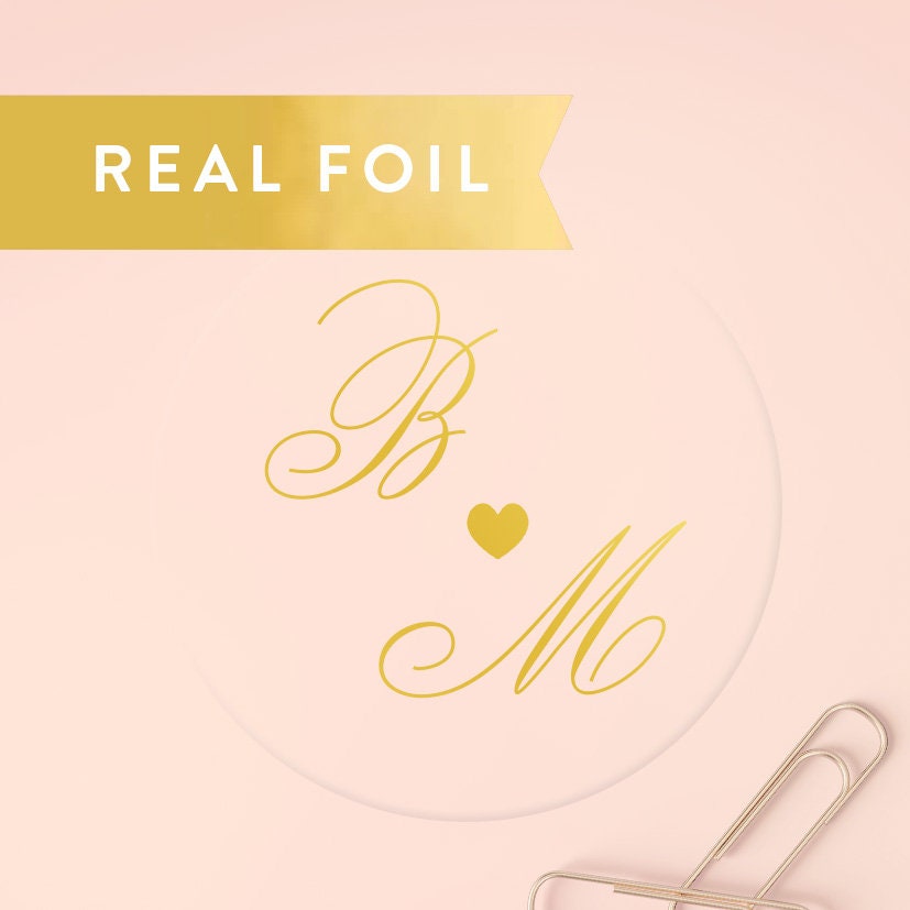 Initial Sign Sticker Initials Sticker, Gold Monogram Sticker, Wedding Stickers, Envelope ...