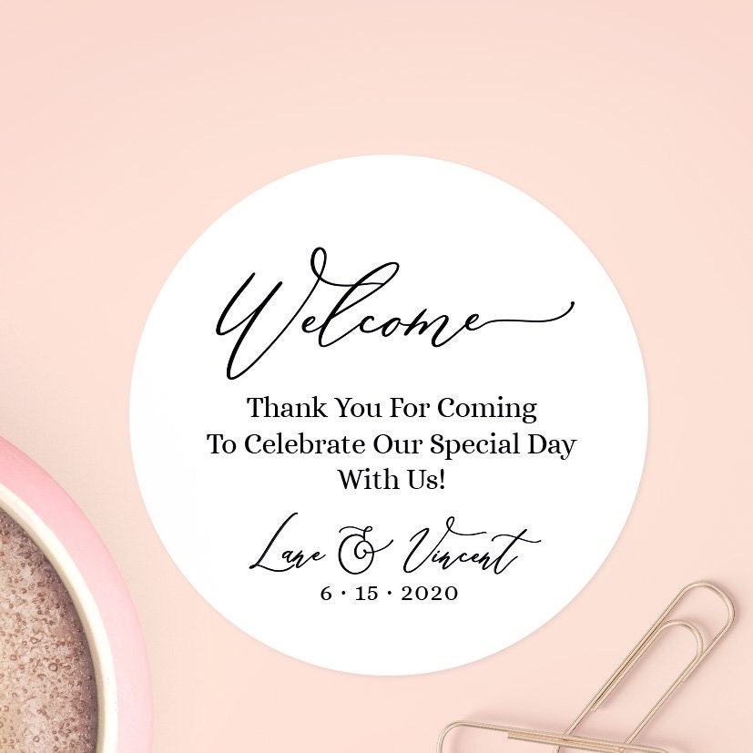 Welcome Favor Stickers Welcome Bag Stickers Personalized - Etsy