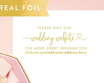 Wedding Website Stickers, Gold Foil Wedding Stickers, Visit Our Website Sticker, Wedding Labels, Personalized Website Label