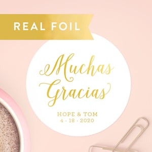 Muchas Gracias Sticker, Birthday Fiesta Tags Stickers, Gracias Favor, Gracias Gift Tags, Wedding Favor Stickers, Thank You Labels, C020