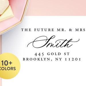 The Future Mr and Mrs Return Address Labels, Wedding Address Labels, Clear Address Labels, Gold Foil Address Stickers, Custom Mailing Labels