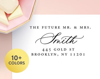 The Future Mr and Mrs Return Address Labels, Wedding Address Labels, Clear Address Labels, Gold Foil Address Stickers, Custom Mailing Labels