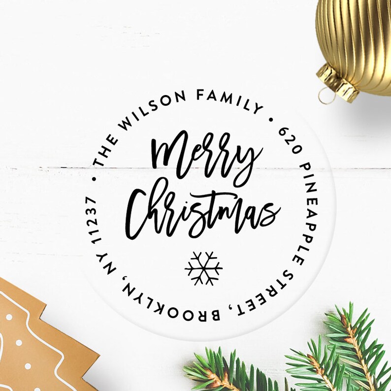 Gold Christmas Rounded Address Labels Christmas Tree Address Etsy