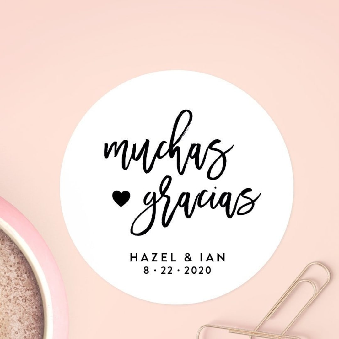Muchas Gracias Sticker, Gracias Favor, Birthday Fiesta Tags Stickers