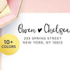 Custom Return Address Labels for Couples, Clear, Gold Foil Wedding Stickers, Modern Mailing Labels for Envelopes & Invitations