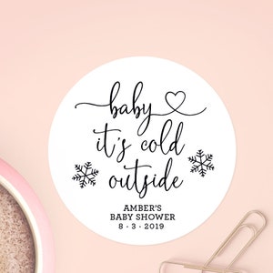 Baby It's Cold Outside Stickers for Favors, Winter Baby Shower Labels, Wedding Coffee Sticker, Silver Foil Stickers, Snowflake Label, C014 afbeelding 8