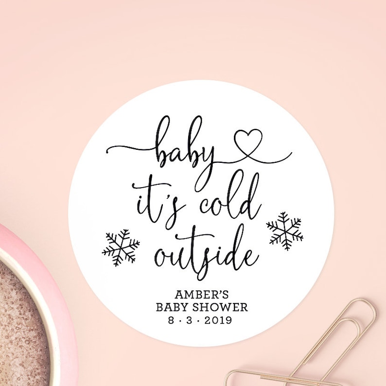 Baby It's Cold Outside Stickers for Favors, Winter Baby Shower Labels, Wedding Coffee Sticker, Silver Foil Stickers, Snowflake Label, C014 afbeelding 8