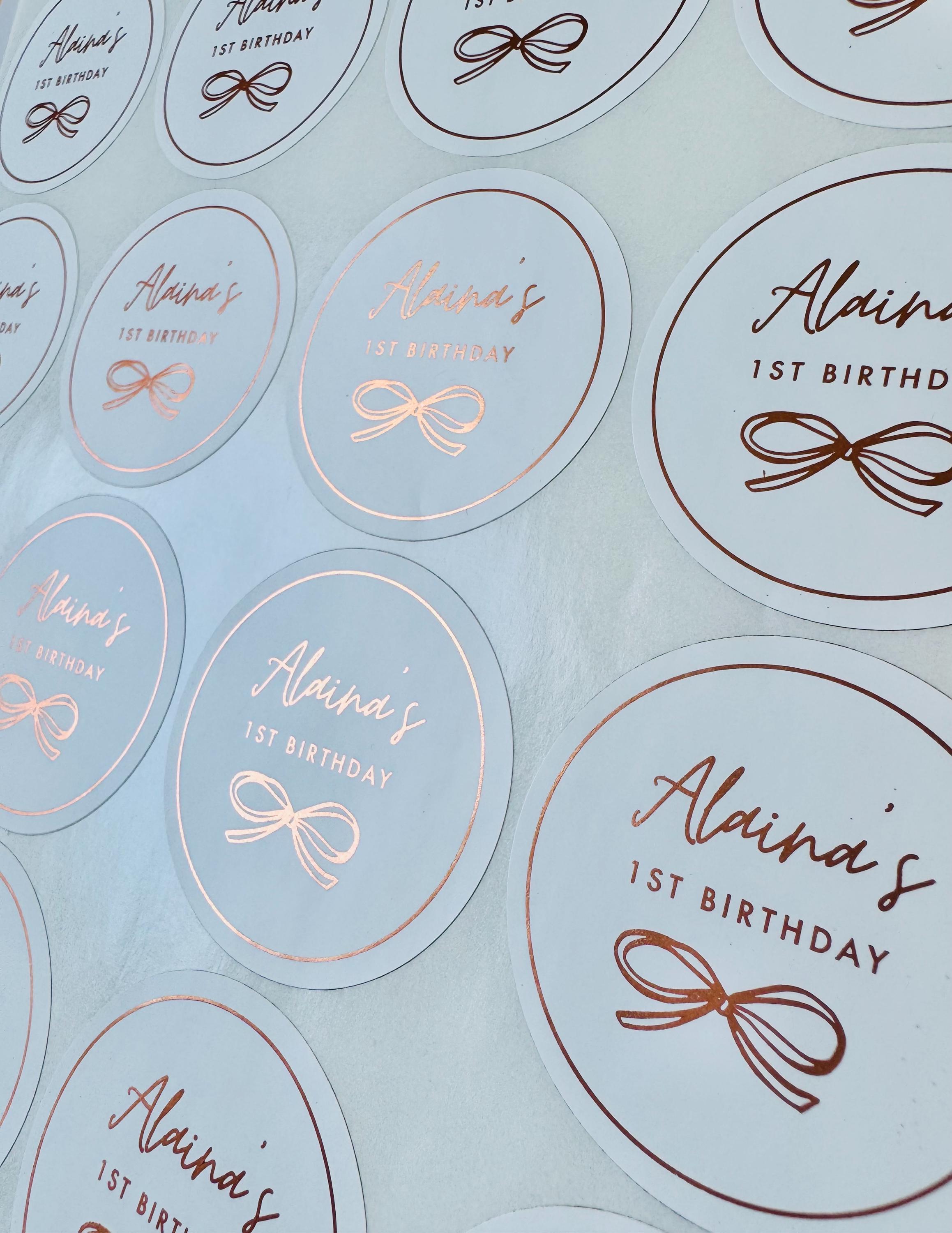 Personalized Bow Birthday Stickers, 21st Birthday Sticker, Gold Foil ...