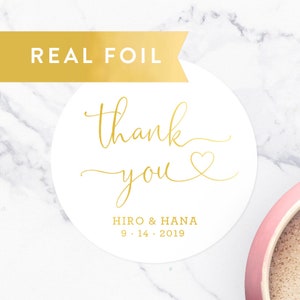 Thank You Stickers, Wedding Favor Stickers, Gold Foil Favors, Thank You Labels, Wedding Stickers, Wedding Favor Stickers