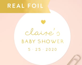 Baby Shower Stickers, Gold Baby Shower Stickers, Baby Shower Favor Labels, Custom Baby Shower Labels, Gender Reveal Party